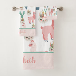 Monogram Cute Rose Llama's Green Cactus tendance