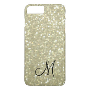 Monogram Gold Sparkle iPhone 7 Plus Coque