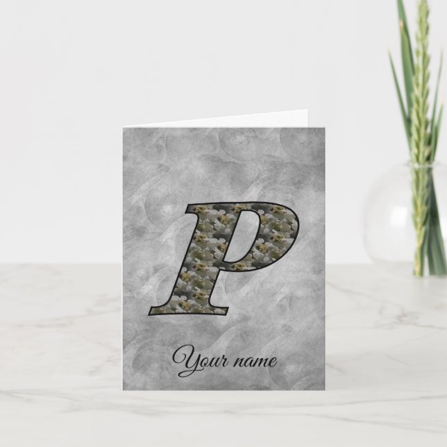 Monogram Initial P Hydrangea Flowers Personalized (Devant)