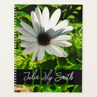 MONOGRAM INITIALES NOM PETITE PHOTO EN FLEURS BLAN