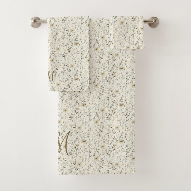 Monogram Initials Neutral Boho Florals Botanicals (En situation)