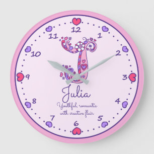 Monogram J Juila nom de coeur signifiant horloge