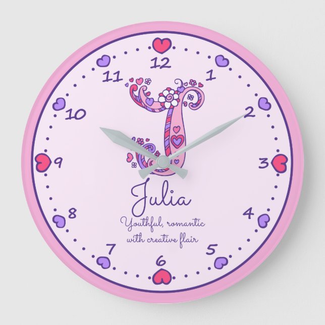 Monogram J Juila nom de coeur signifiant horloge (Recto)