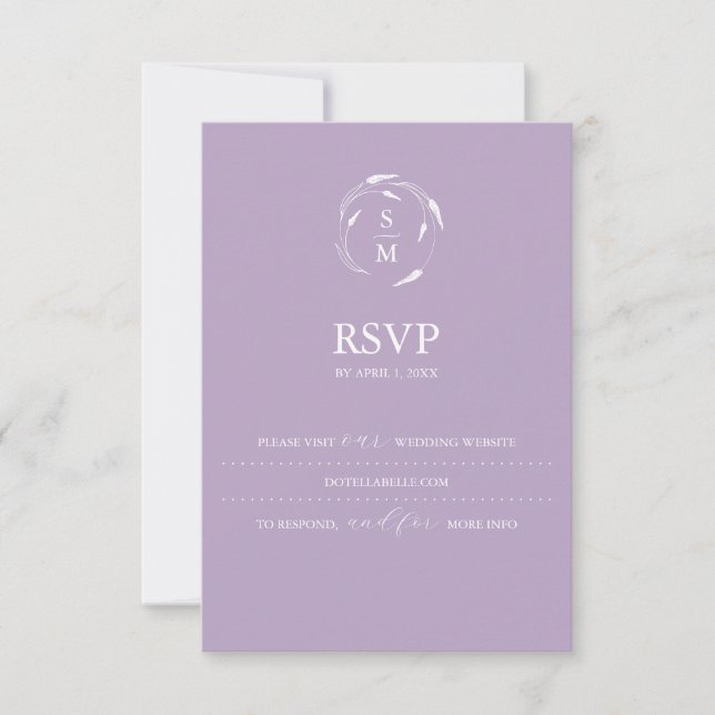 Monogram Lavender RSVP Card Mariage Website (Devant)