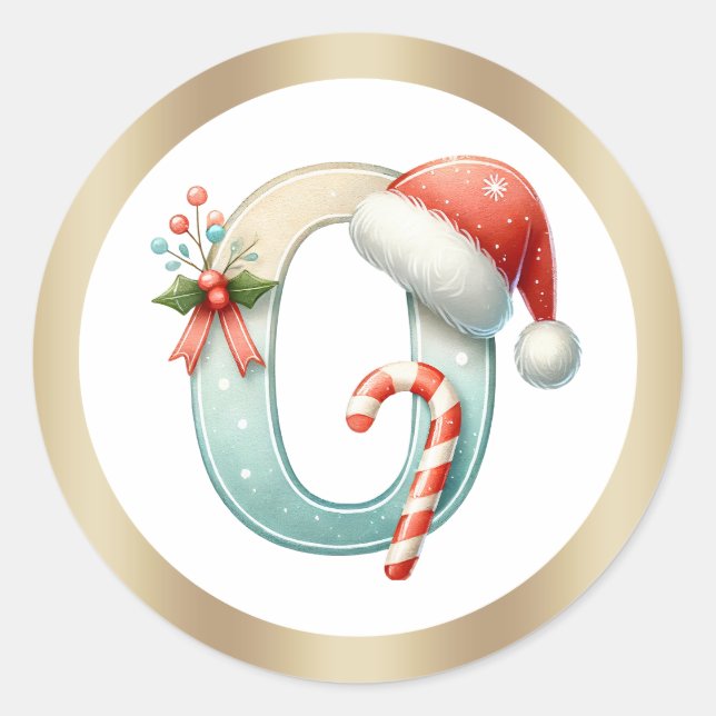 Monogram letter O, Santa hat Christmas  Sticker (Devant)