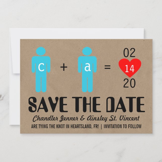 Monogram Love Couple Enregistrer les cartes de dat (Devant)