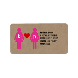 Monogram Love Couple Mariage Étiquettes de adresse