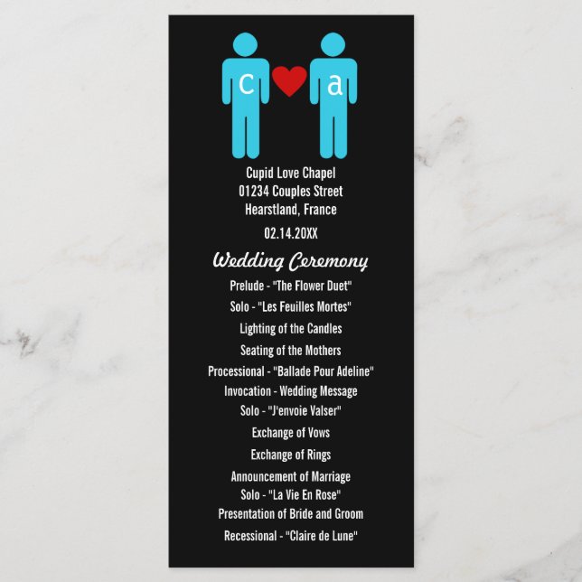 Monogram Love Couple Wedding Programmes (Devant)