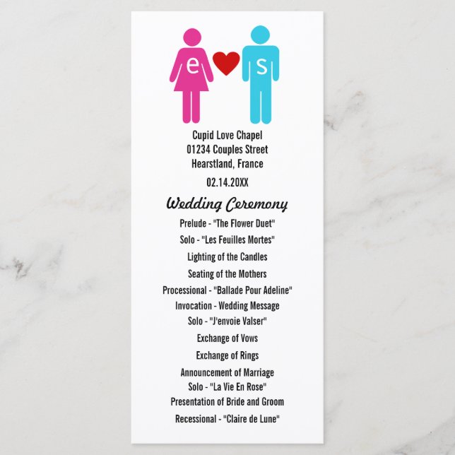 Monogram Love Couple Wedding Programmes (Devant)