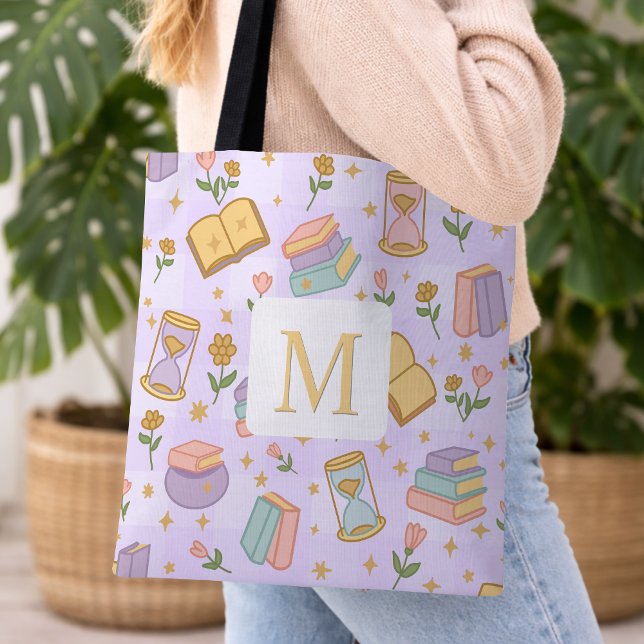 Monogram Magic Books Tote Bag Girly Purple (Créateur téléchargé)