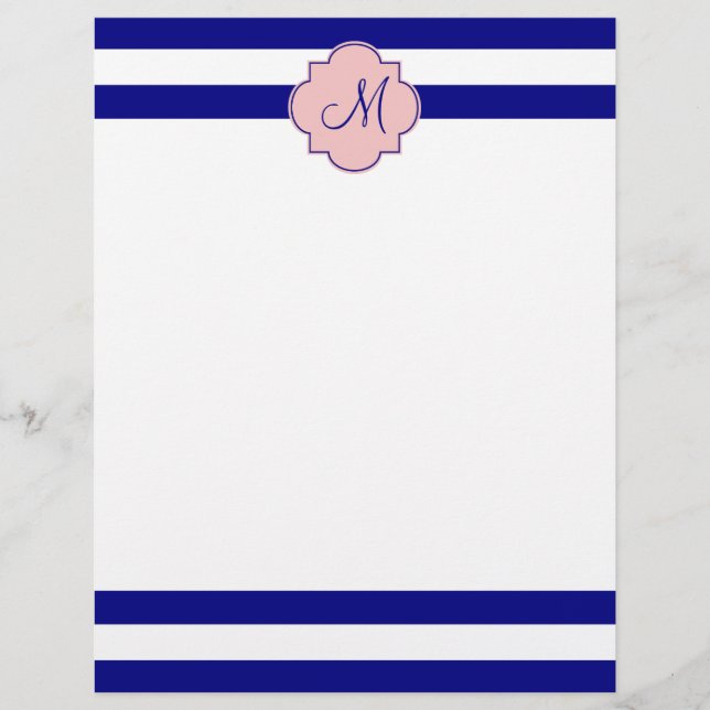 Monogram Marine bleu et bébé rose Motif rayé (Devant)
