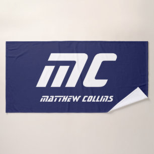 Monogram Marine Blue Sports Simple Masculine Initi