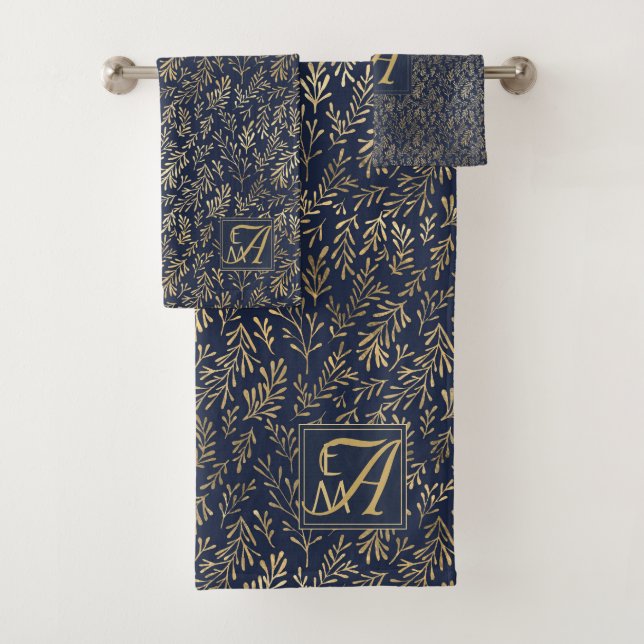 Monogram Marine Gold Leaf Newlyweds Accueil Décor  (En situation)