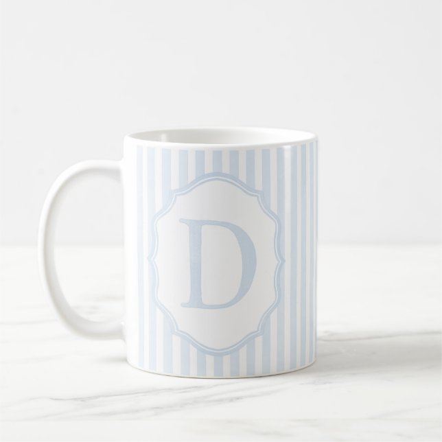Monogram Mug Letter D, Blue Striped (Gauche)