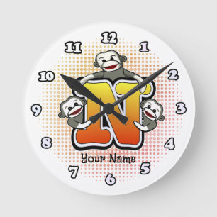 Monogram N Sock Monkey Horloge