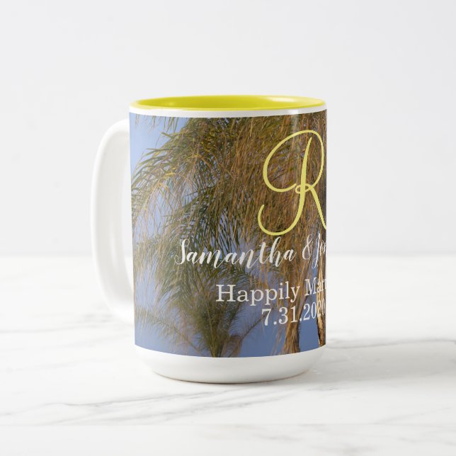 Monogram Palm Trees Mariages Mugs (Devant gauche)