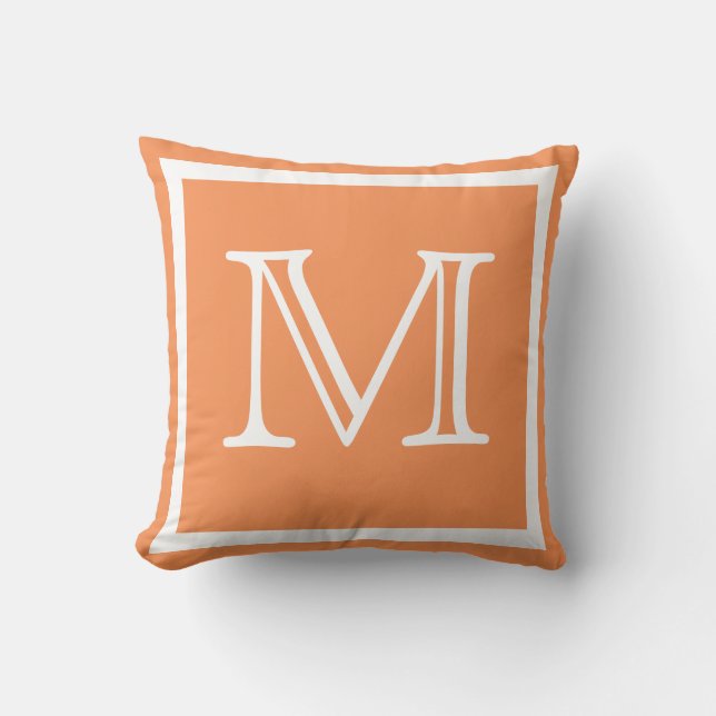 MONOGRAM Pêche solide clair orange uni coussin (Recto)