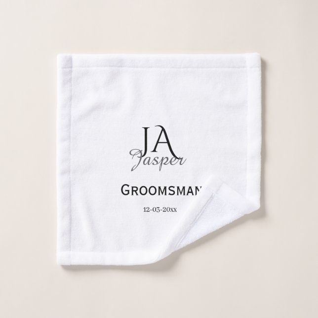 Monogram personalized groomsman best man name date (Gant de toilette)