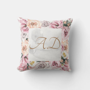 MONOGRAM PERSONNALISER rose image coussin imprimer