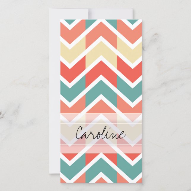 Monogram Pink Blue Geo Abstrait Motif Chevron (Devant)