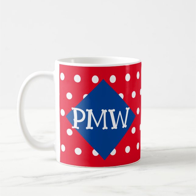 Monogram Polka Dot Joyeux Anniversaire Mug (Gauche)