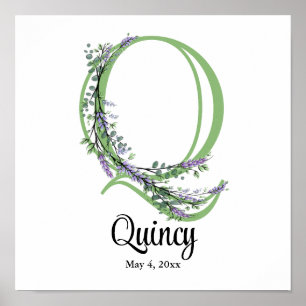 Monogram Q,  Lavender Eucalyptus nursery  Poster