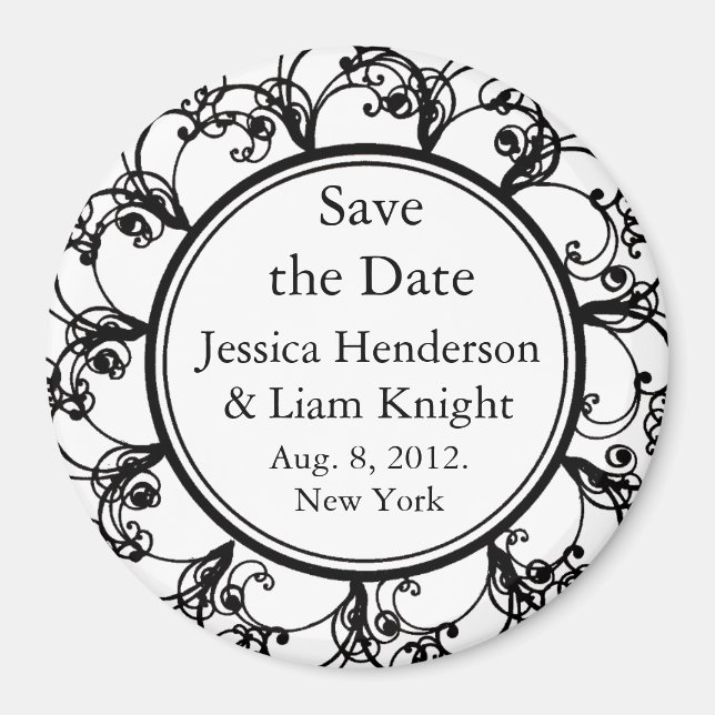 Monogram Save the Date Magnet white (Devant)