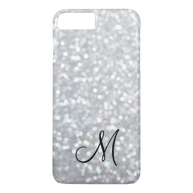 Monogram Silver Sparkle iPhone 7 Plus Coque (Dos)