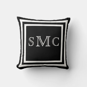 MONOGRAM Solide noir blanc clair coussin