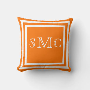 MONOGRAM Solide Orange blanc clair coussin