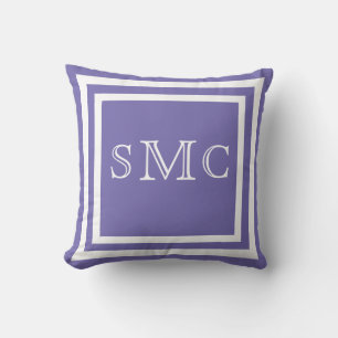 MONOGRAM Solide violet clair blanc clair coussin