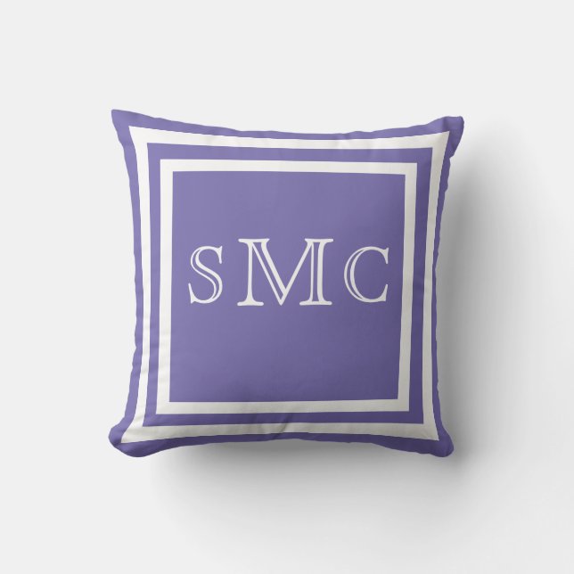 MONOGRAM Solide violet clair blanc clair coussin (Recto)
