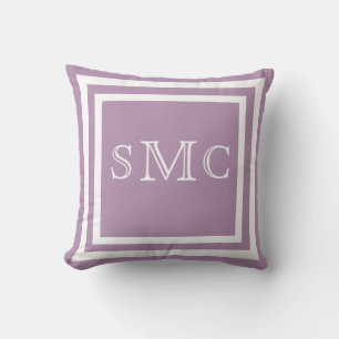 MONOGRAM Solide violet clair blanc clair coussin