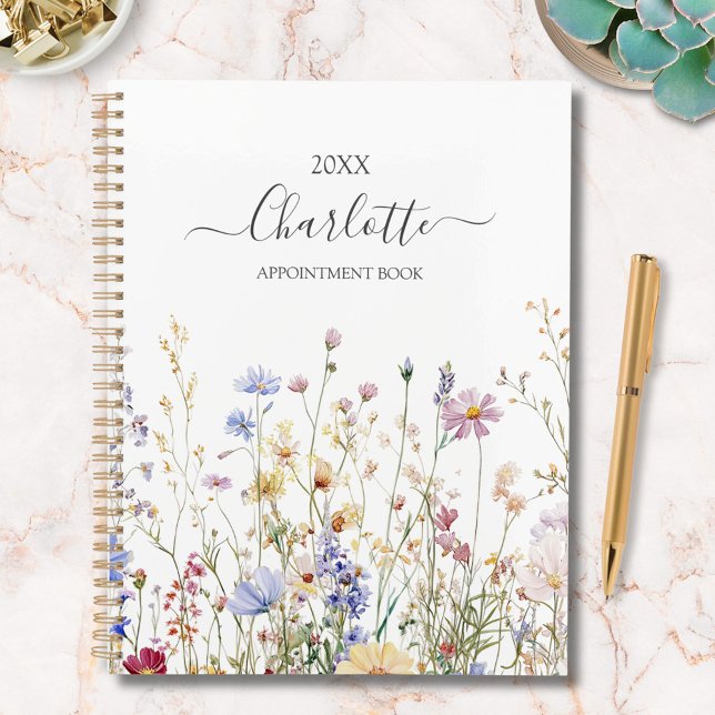 Monogram Watercolor Rustic Pretty Wildflower Field (In situ)
