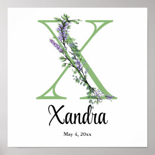 Monogram X Lavender Eucalyptus Poster pépinière