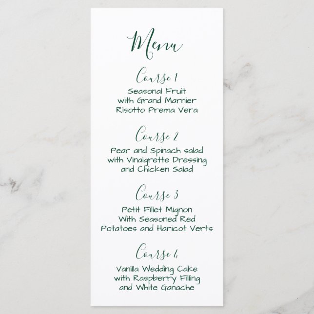 Monogramm Crest Forest Green menu Mariage (Devant)