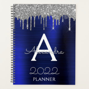 Monogramme 2022 Parties scintillant bleue de la ma