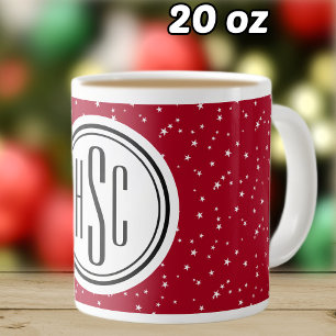 Monogramme 20oz Red & White Stars Jumbo Café Mug