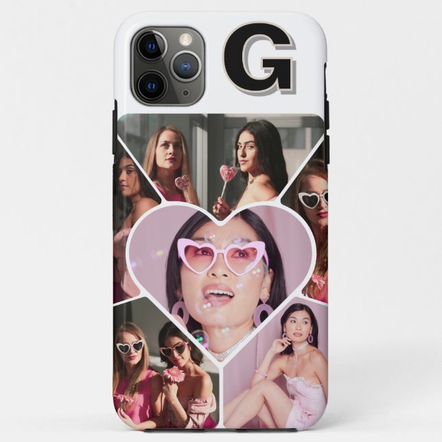 Monogramme 6-Photo Collage coque iphone Turquoise (Dos)