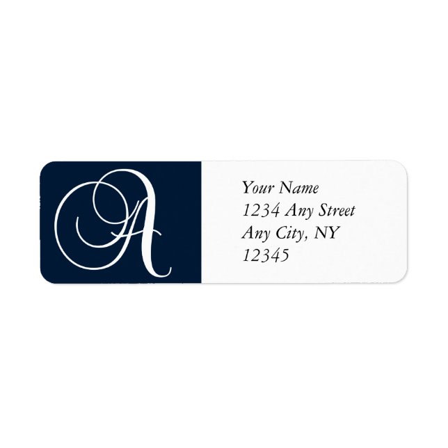 Monogramme A Adresse de retour Étiquettes Marine B (Devant)