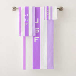 Monogramme à bandes verticales violettes et roses