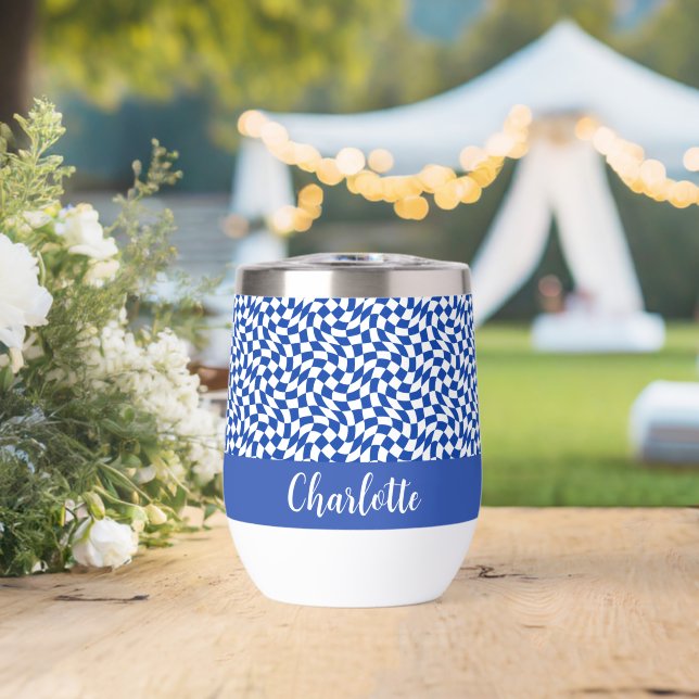 monogramme à carreaux bleus sur le thème des année (Mariage (pivoté))