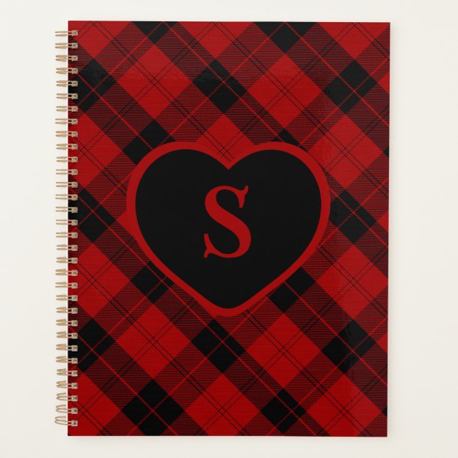 Monogramme à carreaux Noël Rouge Plaid Buffalo (Devant)