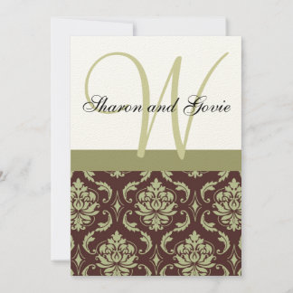 Monogramme à crèmes et Damas Brown Faire-part de m