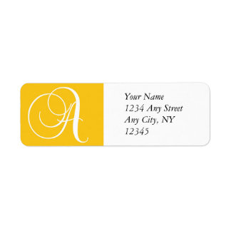 Monogramme A Étiquettes d'adresse de retour Jaune