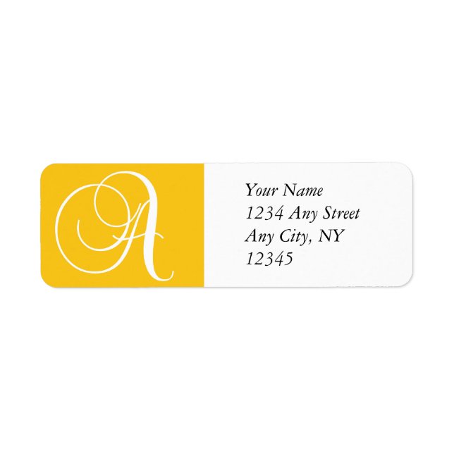 Monogramme A Étiquettes d'adresse de retour Jaune (Devant)