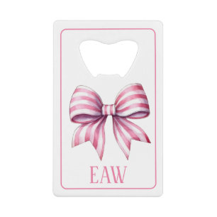 Monogramme à l'aquarelle rose et blanc avec ruban
