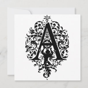 Monogramme A Modèle floral noir et blanc initial