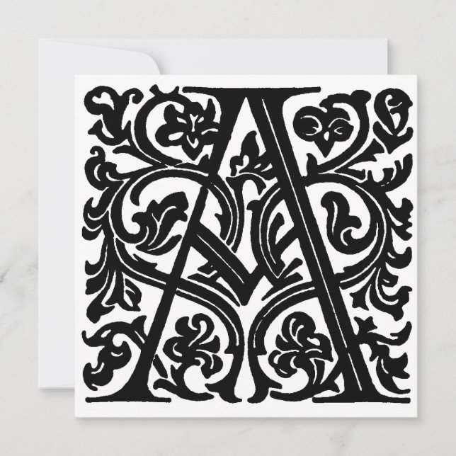 Monogramme A Modèle floral noir et blanc initial (Devant)