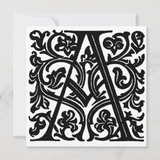 Monogramme A Modèle floral noir et blanc initial
